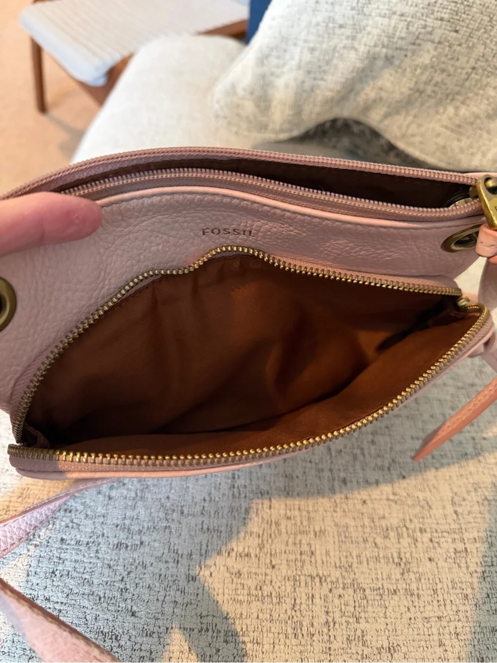 Fossil Karli Pink Pebbled Leather Shoulder/Crossbody Bag 9x7 - Picture 6 of 9